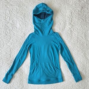 Blue Lululemon Hooded Long Sleeve Shirt With Ponytail Hole